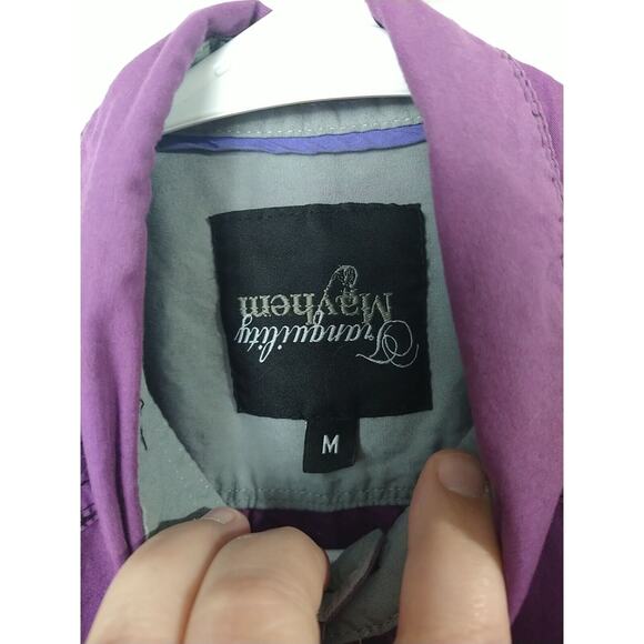 Tranquility Mayhem Woman M Shirt Purple Collared Button Western Casual Workwear - Picture 4 of 12
